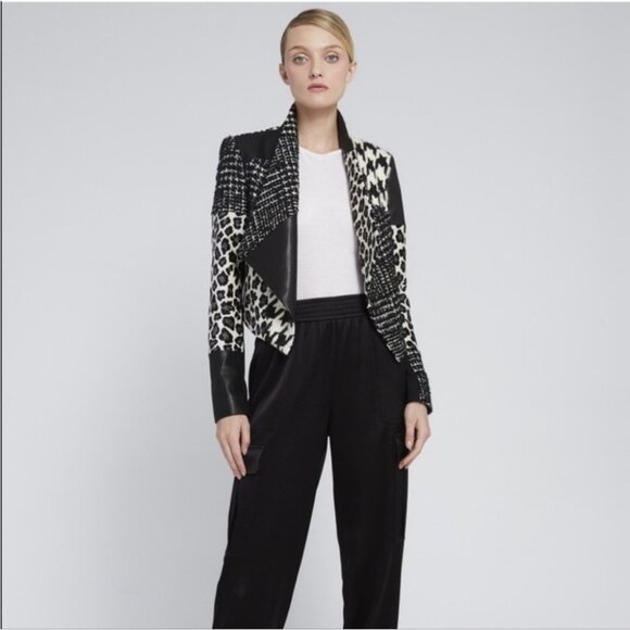 Alice Olivia Harvey Patchwork Animal Print Leather Jacket - Picture 2 of 9